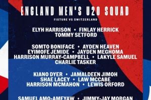 英格兰U20名单:海文、谢伊-莱西、塞特福德、沃特森在列